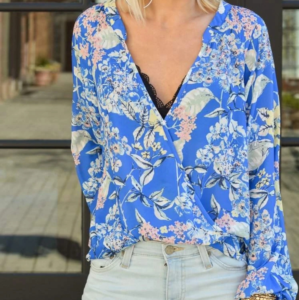 NWOT Anthro Sam & Lavi Blue Floral Blouse